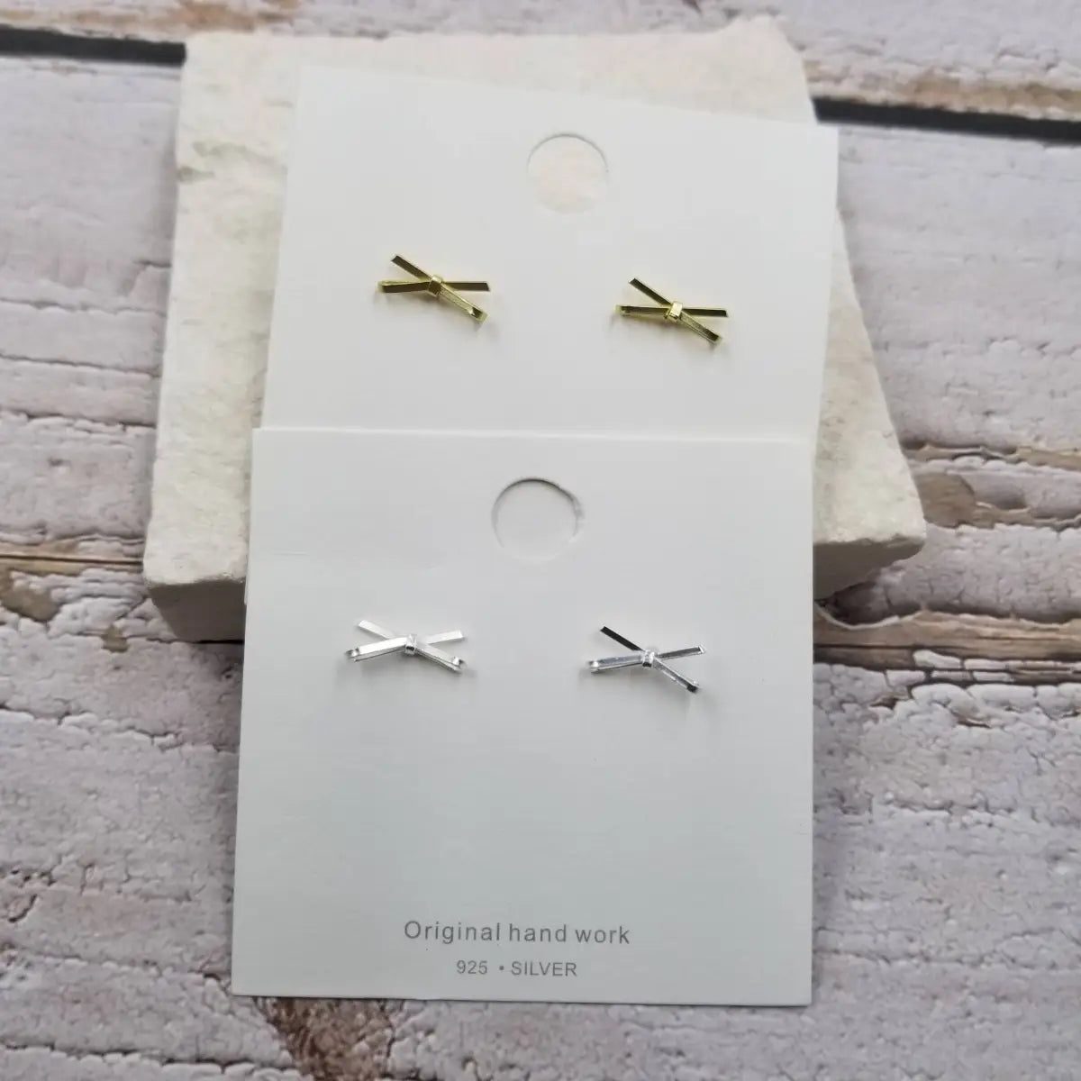 Mini Bowknot Earrings - Gold Silver - Honeybee Vintage