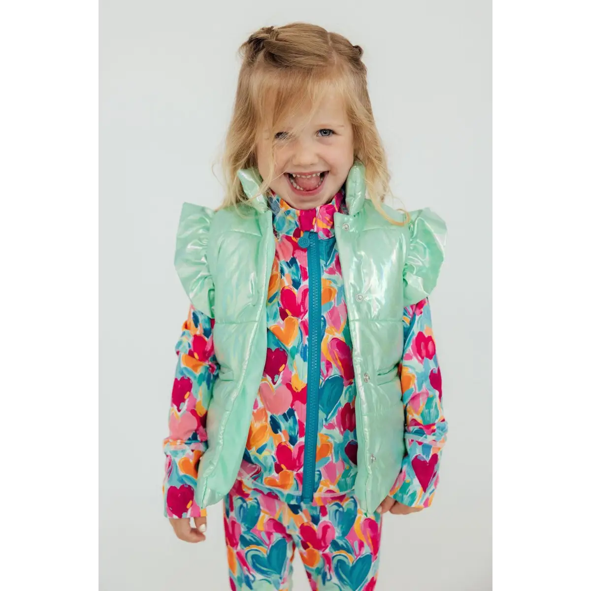 Mint Iridescent Puffer Vest - Mila & Rose ®
