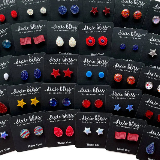 Patriotic Stud Earrings - Misc. Colors and Styles - Dixie Bliss