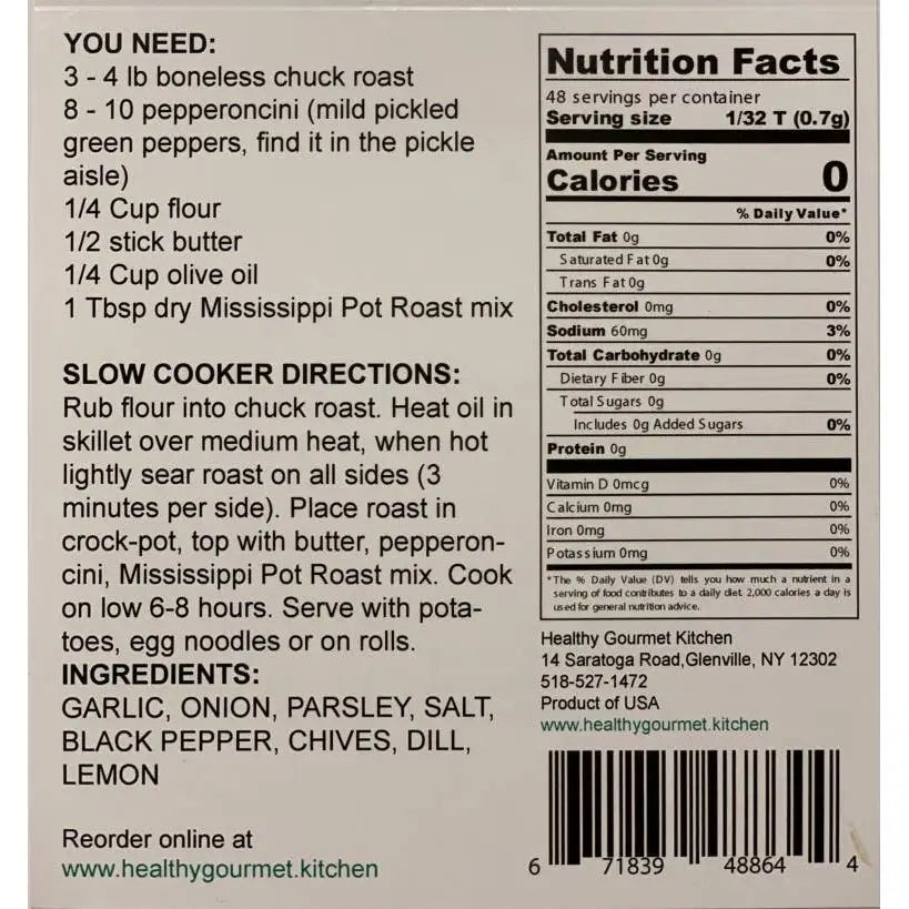 Slow Cooker Seasoning - Mississippi Pot Roast - Healthy Gourmet Kitchen