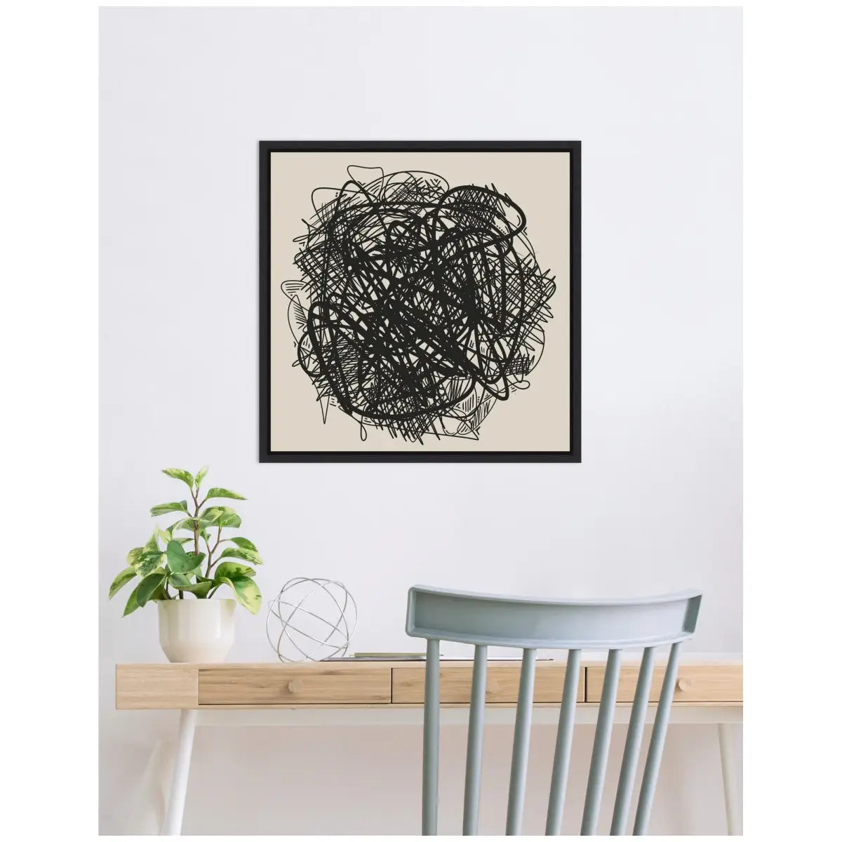 Framed Canvas Wall Art Print - Modern Abstract Linework - kateandlaurel