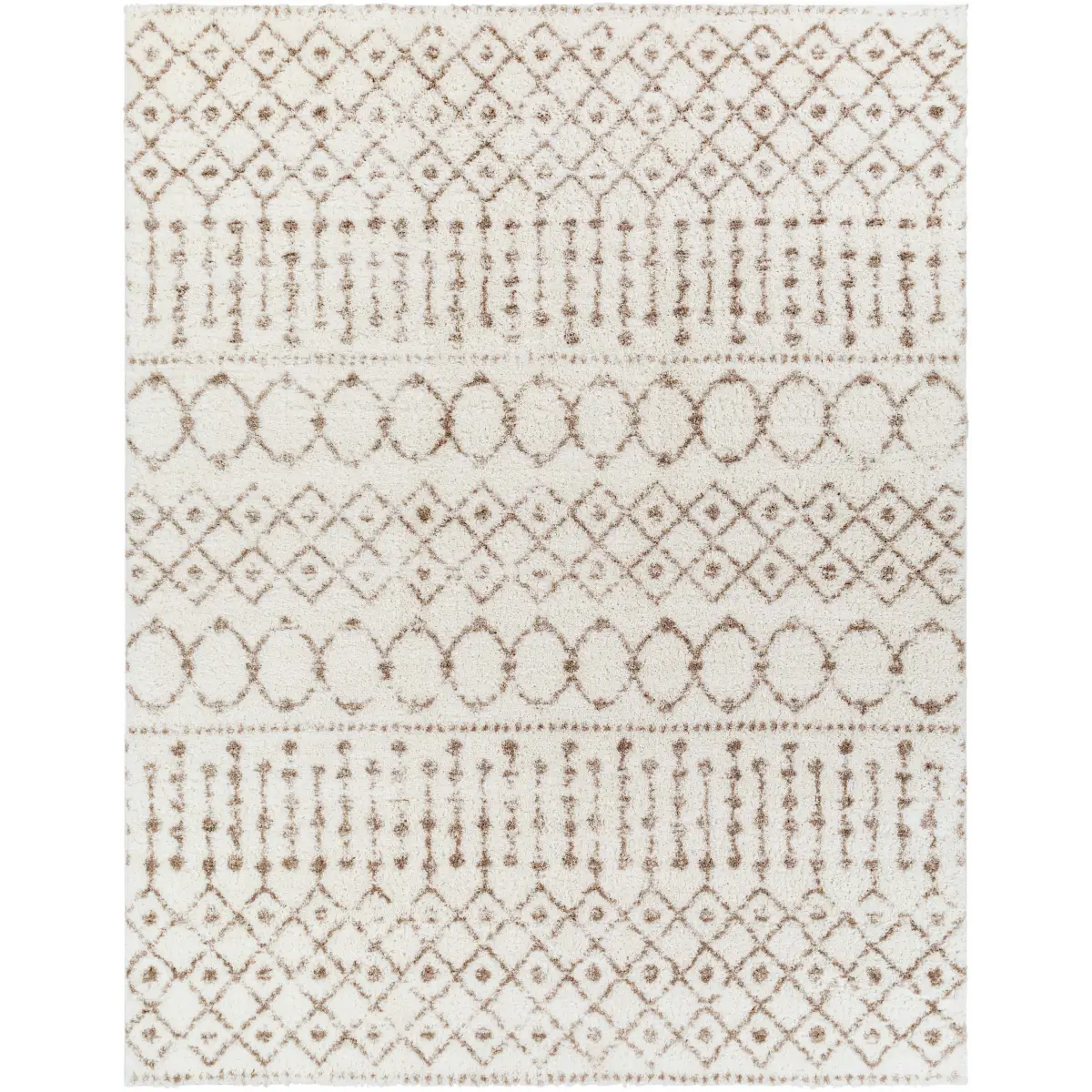Monarch Cream&Tan Trellis Plush Rug - 7’10’’ x 10’ Rectangle - Boutique Rugs