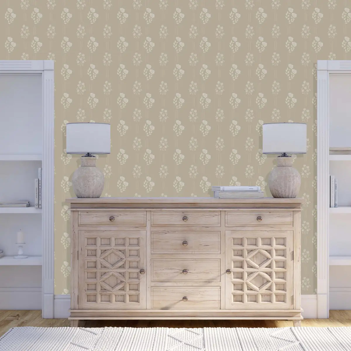 Monroe Wallpaper - Floral Triple Stripe for Kids - Loomwell Home Goods