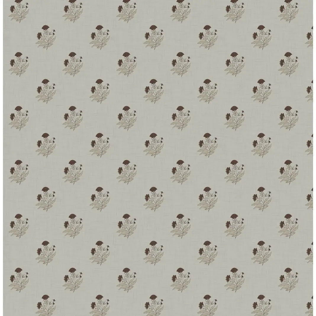 Mulberry Court Wallpaper - Floral Block Print on Linen Look - by Safari Natalia x Taddy Mikelaites - Sample 1 foot by 1