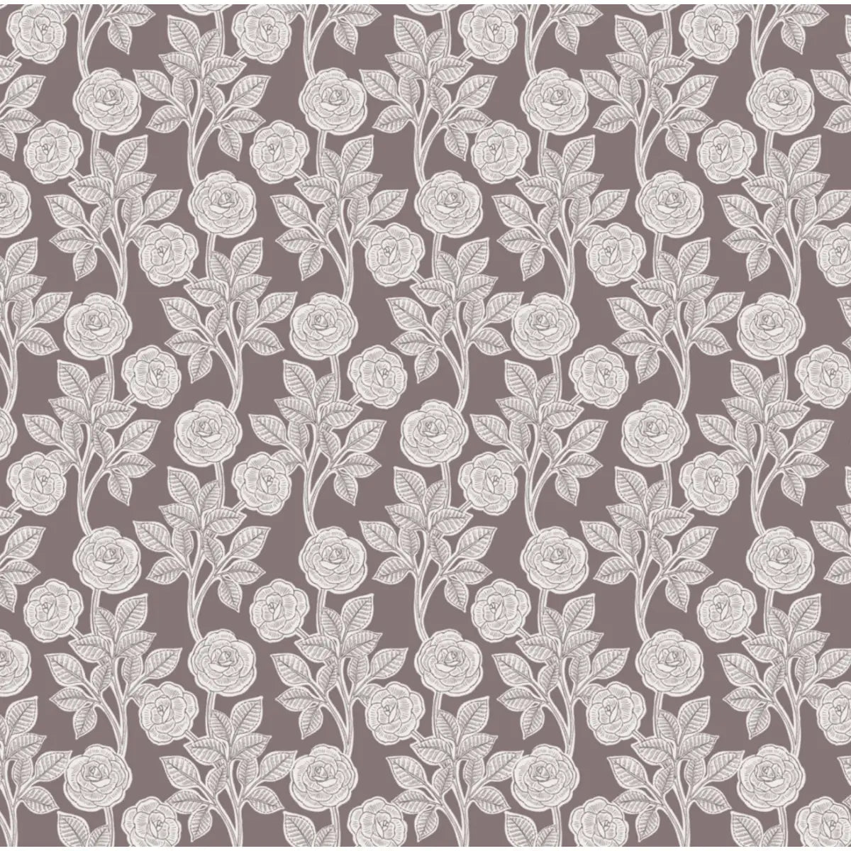 Mulberry Wallpaper - Graphic Roses - by Gooseberry Moon - Sample 1 foot by 1 foot / Plum - Loomwell Home Goods