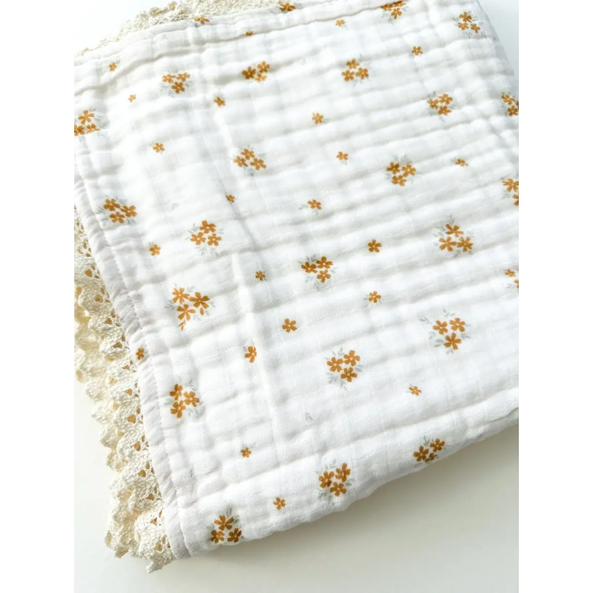 Muslin 6-Layer Blanket - Caramel Bloom Lace - Harp Angel Boutique