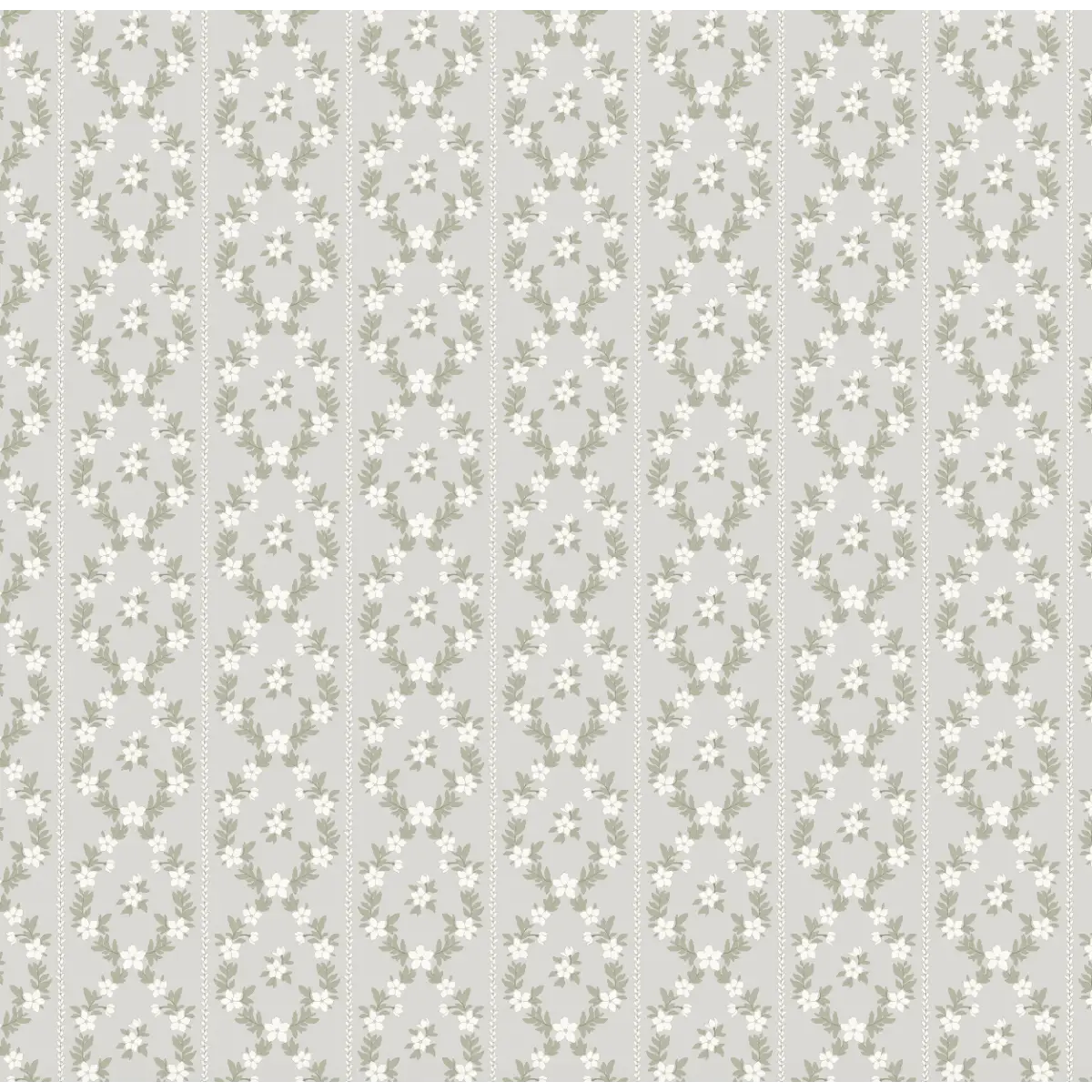 Myrtle Wallpaper - Sweetest Flower Stripe - by Anna H Design - Sample 1 foot by 1 foot / Gray - Loomwell Home Goods