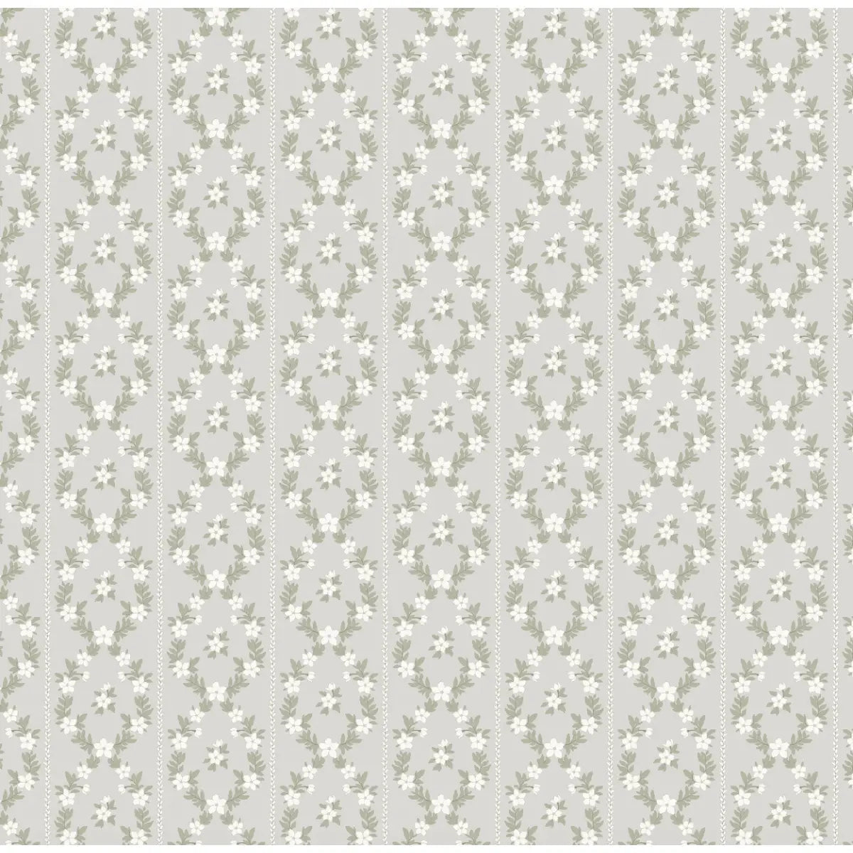 Myrtle Wallpaper - Sweetest Flower Stripe - by Anna H Design - Sample 1 foot by 1 foot / Gray - Loomwell Home Goods