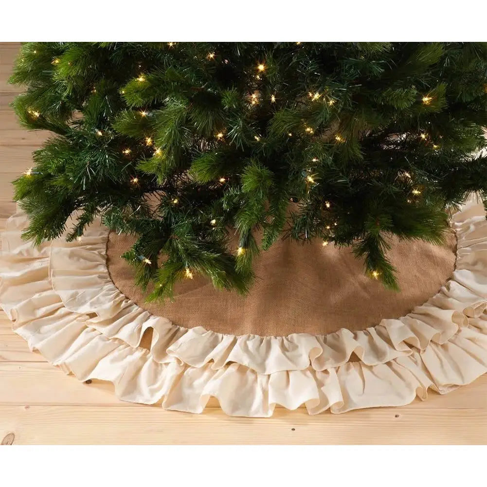 Natural Cotton Jute Ruffle Christmas Stocking - Fennco Styles