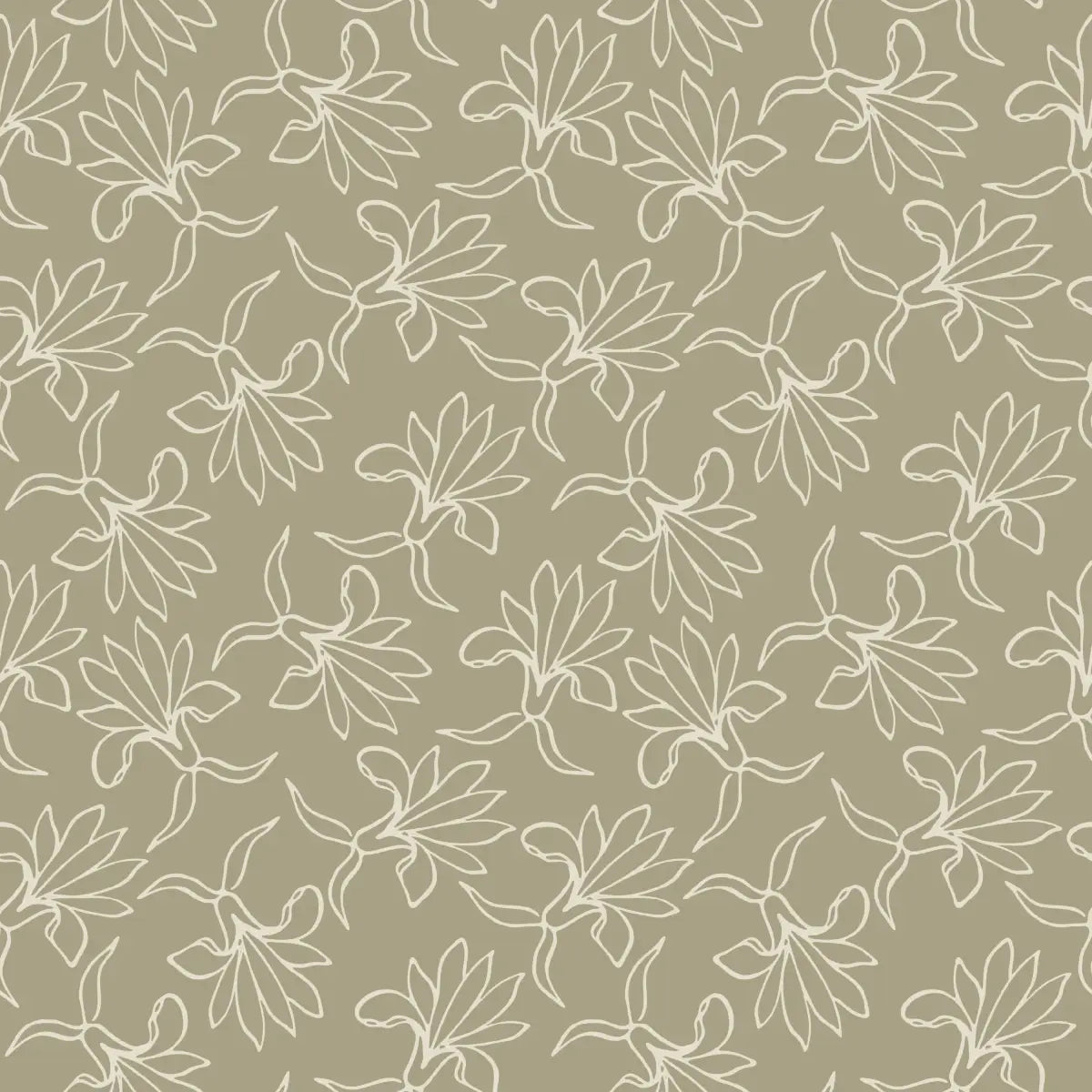 Naya Wallpaper - Flower Line Drawing - by The Rosenborg Company - Sample 1 foot by 1 foot / Sage - Loomwell Home Goods
