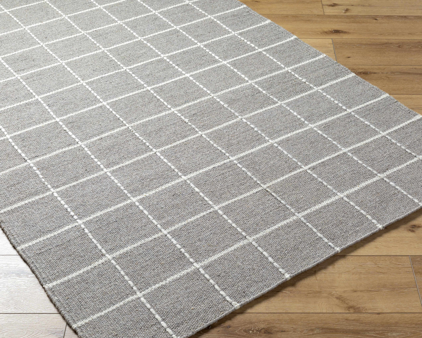 Gray Checkered Flat Woven Wool Rug - Boutique Rugs