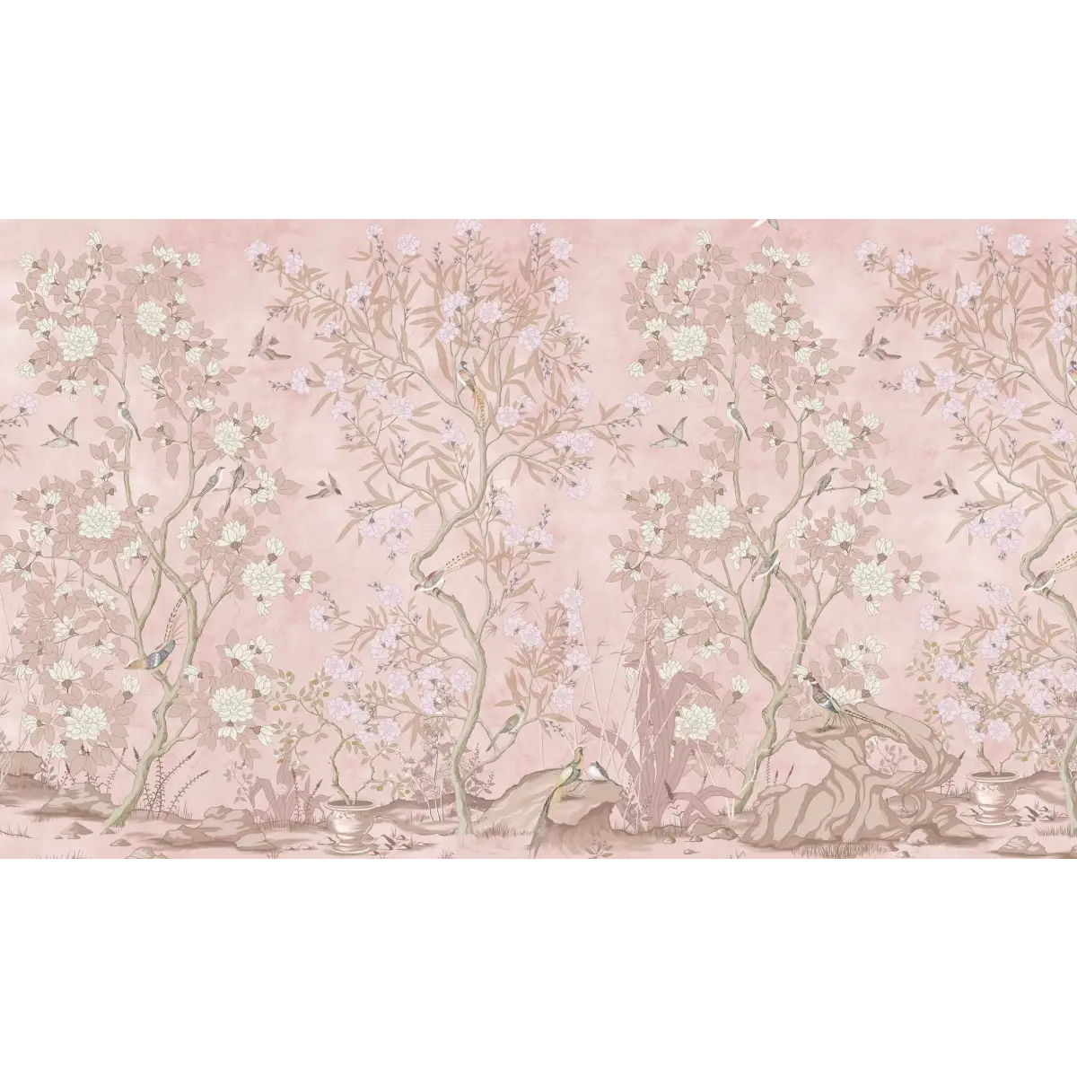 Neely Wallpaper - Pastel Toile Trees - Sample 1 foot by 1 foot / Pink - Loomwell Home Goods