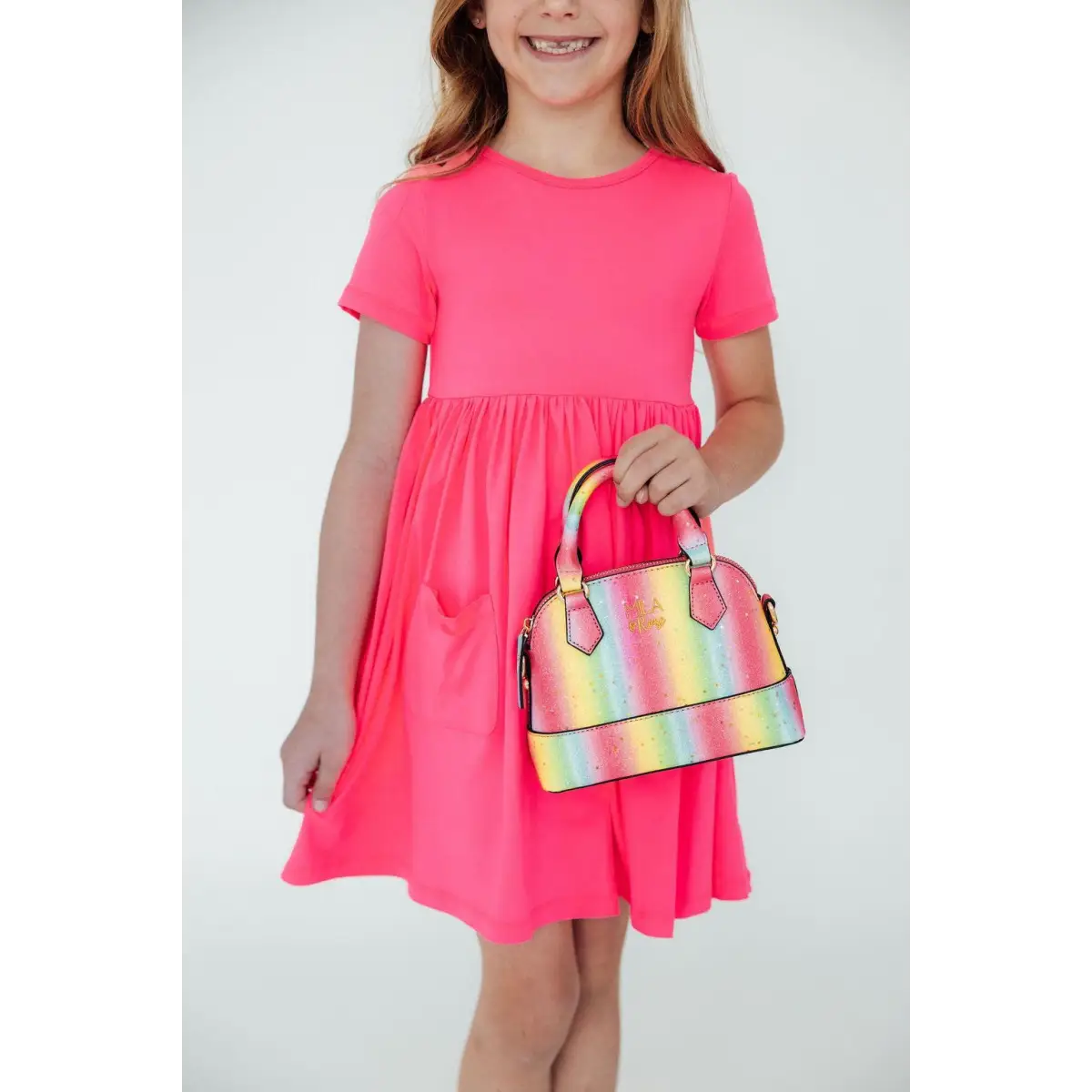 Girl’s Crossbody Purse - Neon Rainbow Glitter - Mila & Rose ®