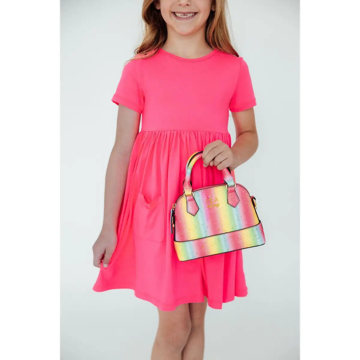 Girl’s Crossbody Purse - Neon Rainbow Glitter - Mila & Rose ®