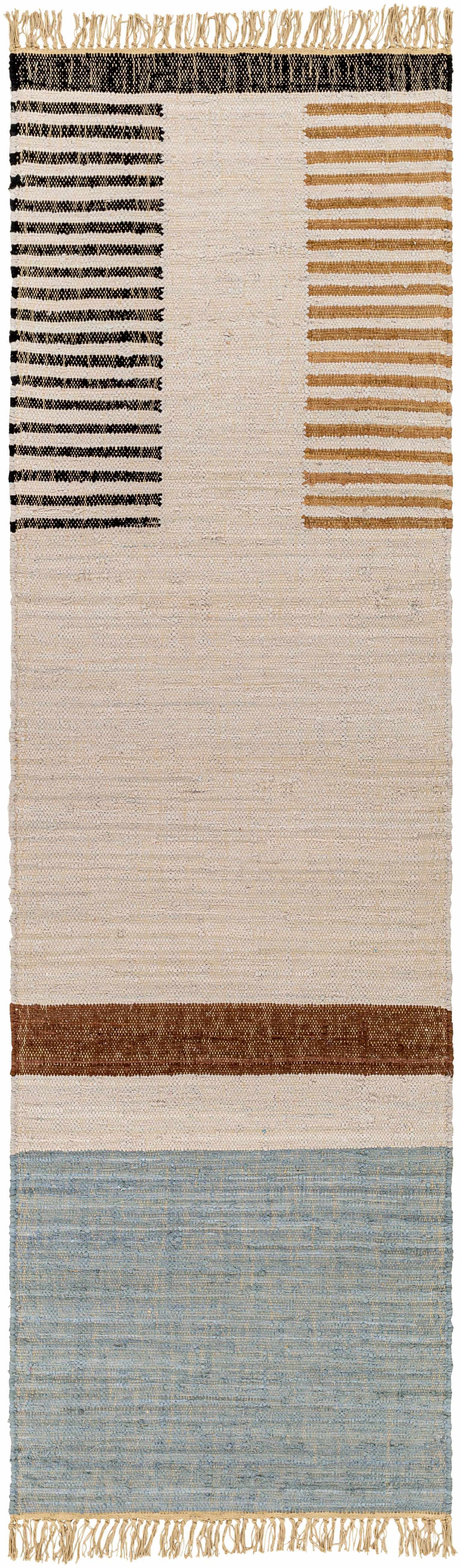 Modern Neutral Blocks Cotton Area Rug - 2’6’’ x 8’ Runner - Boutique Rugs