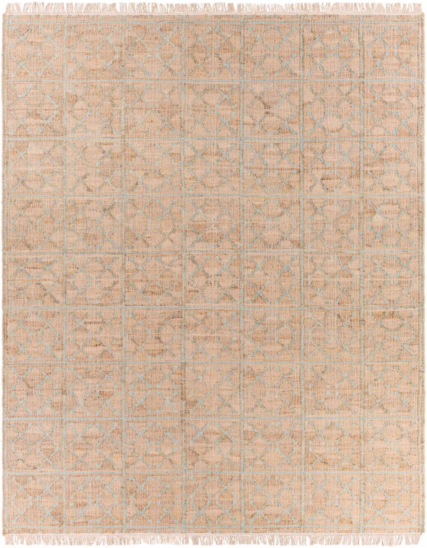 Dusty Sage Fringed Jute Carpet - 8’ x 10’ Rectangle - Boutique Rugs
