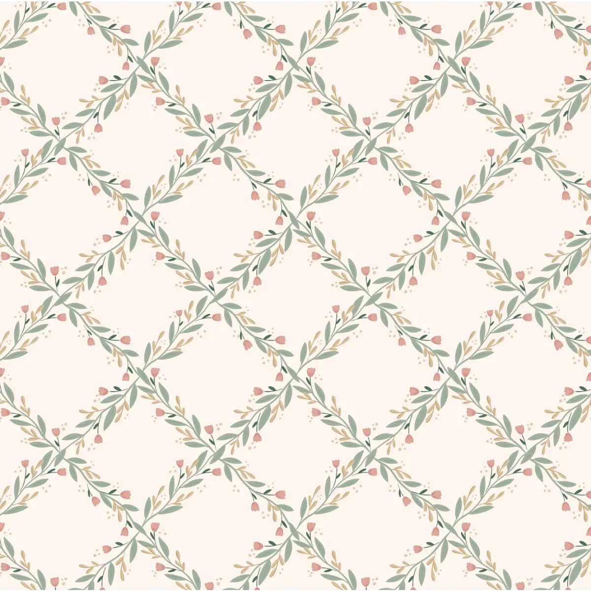 Nyla Wallpaper - Garden Trellis - by Jackie Jean Design - Sample 1 foot by 1 foot / Pale Pink / Small Scale - Loomwell