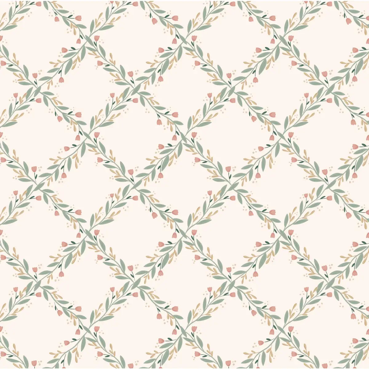 Nyla Wallpaper - Garden Trellis - by Jackie Jean Design - Sample 1 foot by 1 foot / Pale Pink / Small Scale - Loomwell