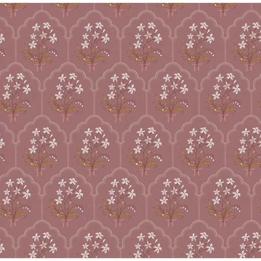 Oren Wallpaper - Flower Bunches - by Brittany Polatis Design - Sample 1 foot by 1 foot / Plum - Loomwell Home Goods
