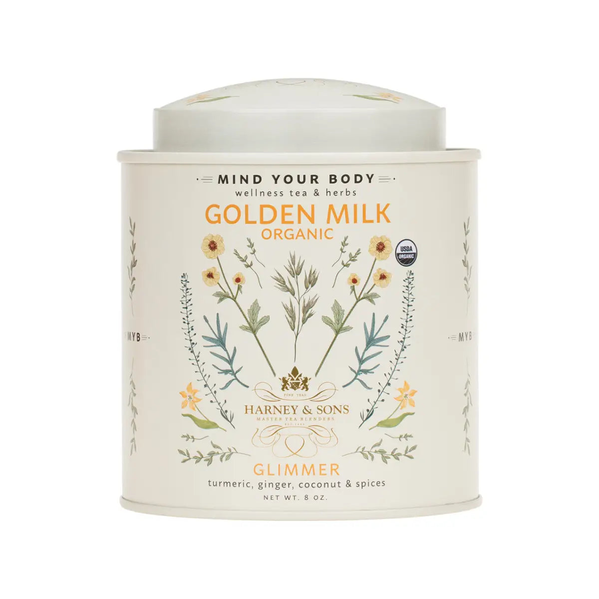 Loose Tea - Organic Golden Milk – Glimmer Wellness Blend - Loose / 8 oz. Tin - Harney & Sons Fine Teas