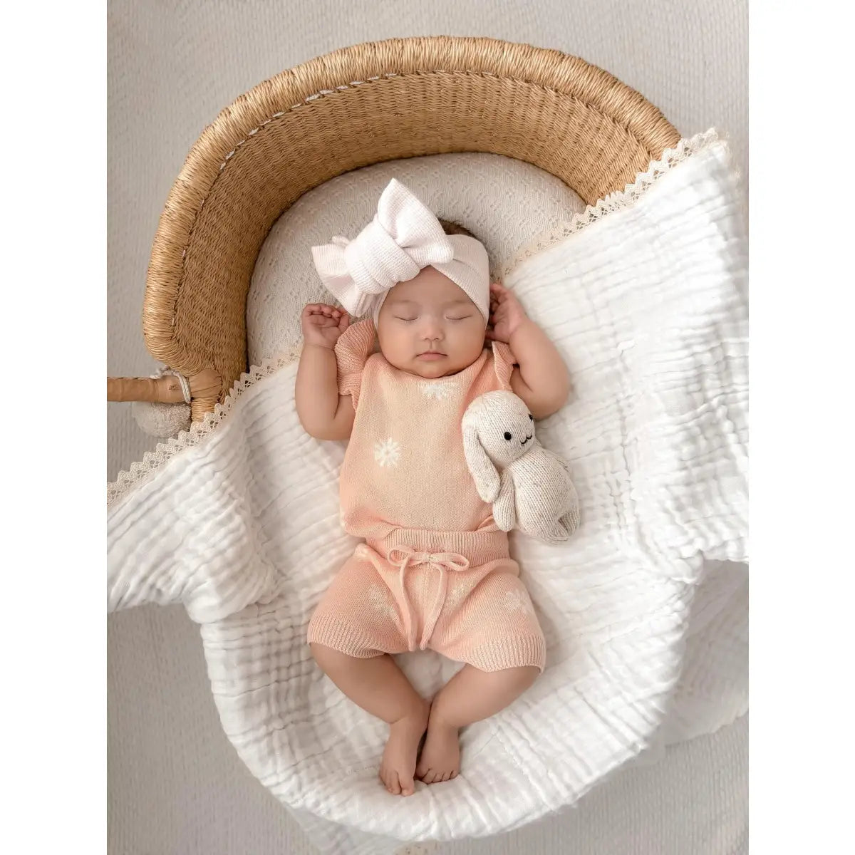 Organic Knit Short Set - Coral Daisies - Harp Angel Boutique