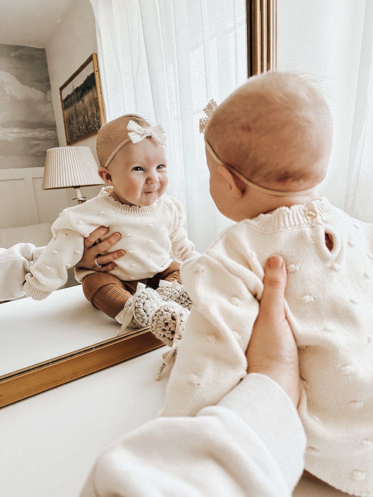 Organic Knit Sweater - Cream Pom - Harp Angel Boutique