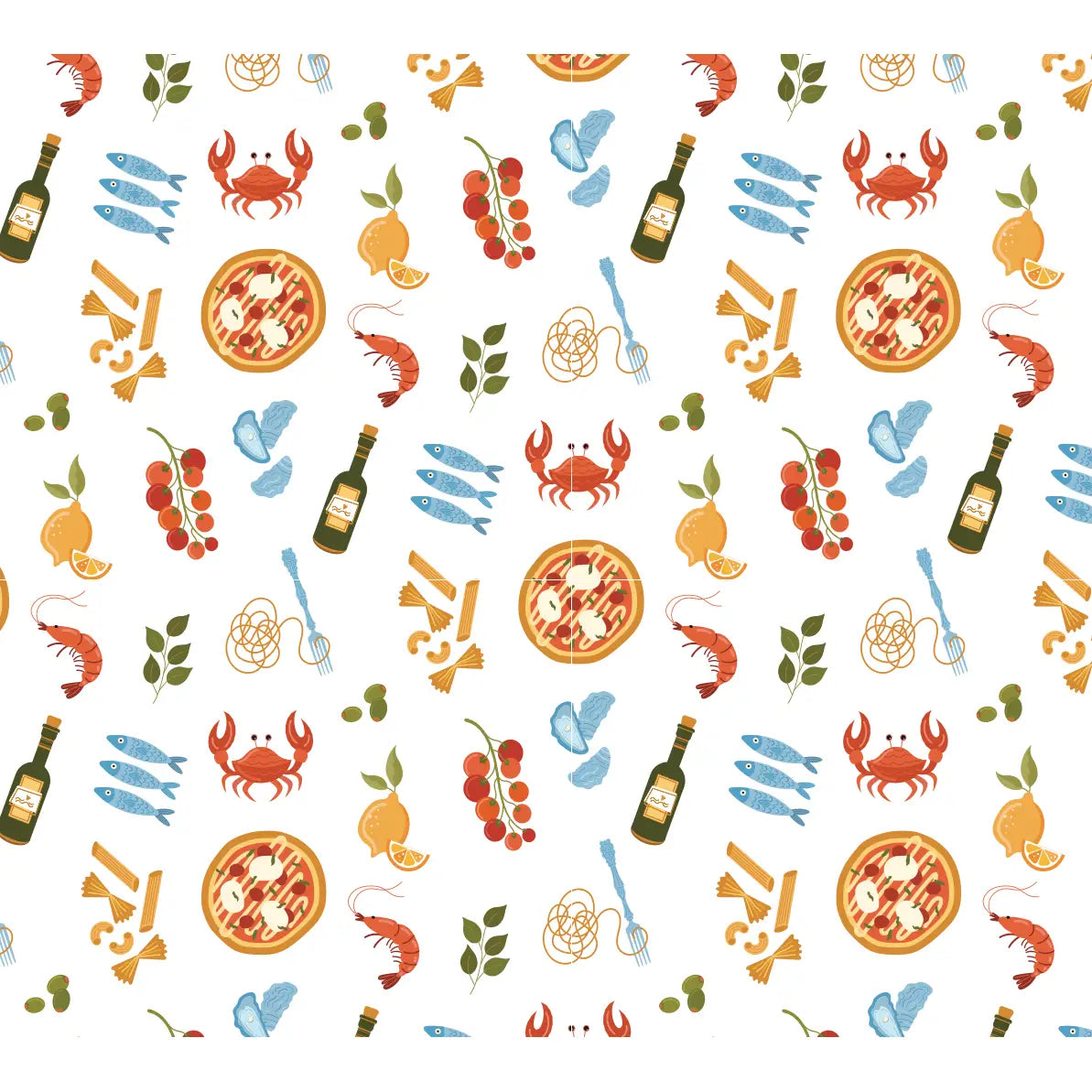 Ottavia Wallpaper - Italian Pizza Wine Seafood - by Danielle Chandler Design - Loomwell Home Goods
