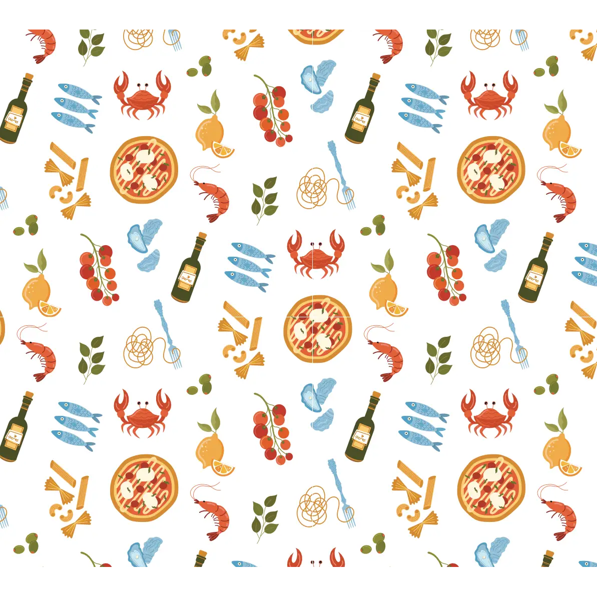 Ottavia Wallpaper - Italian Pizza Wine Seafood - by Danielle Chandler Design - Loomwell Home Goods