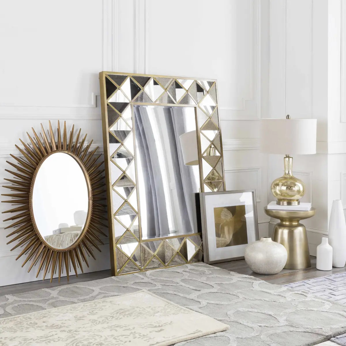 Oval Starburst Metal Mirror - 42’’H x 30’’W Sunburst - Boutique Rugs