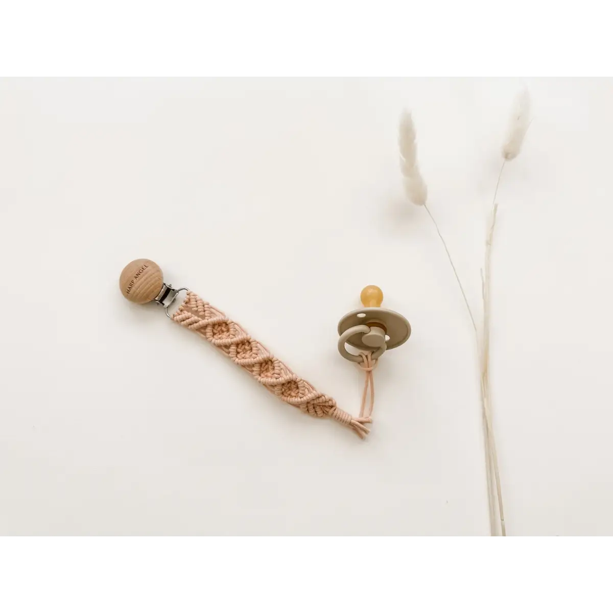 Pacifier Clip Macrame - Blush - Harp Angel Boutique