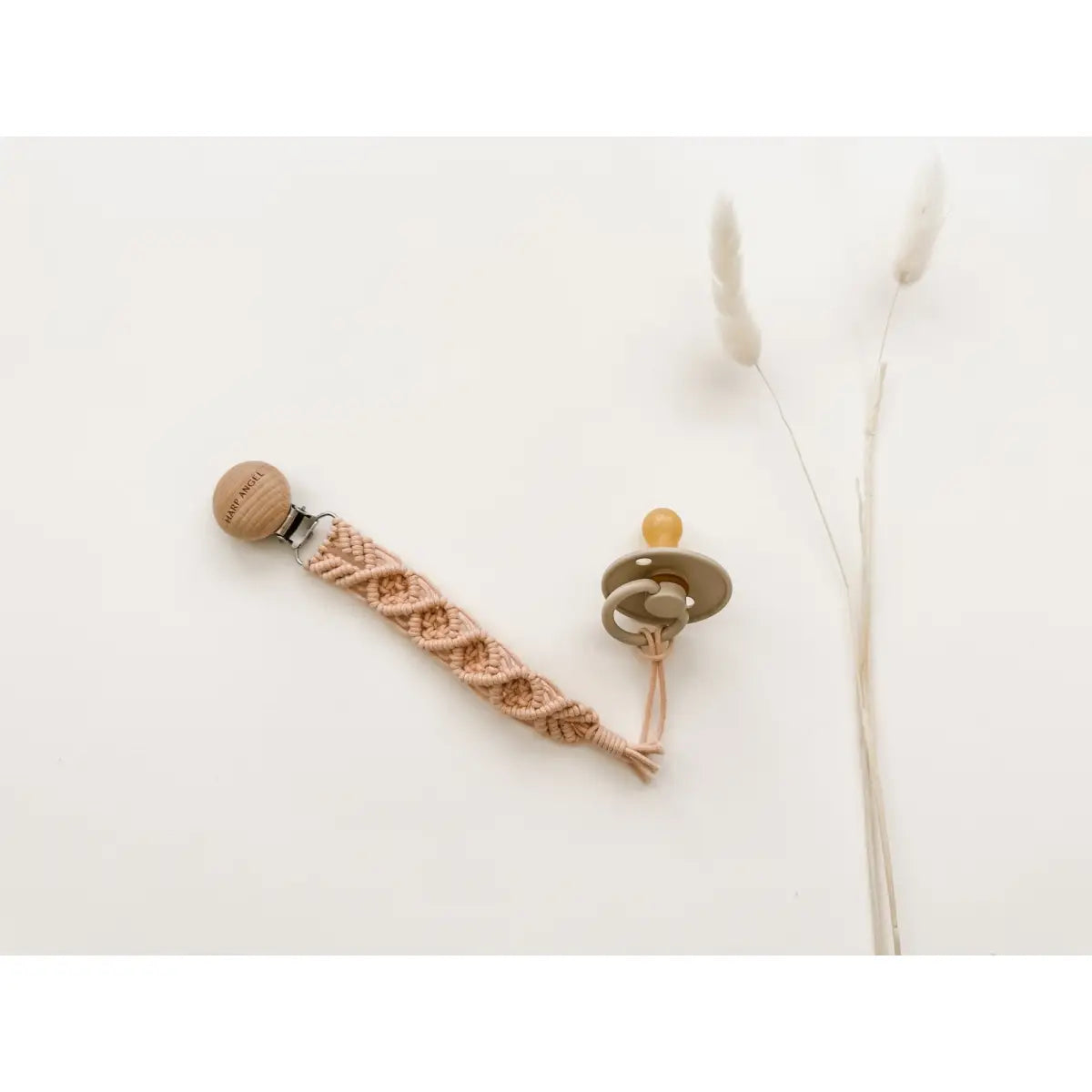 Pacifier Clip Macrame - Blush - Harp Angel Boutique