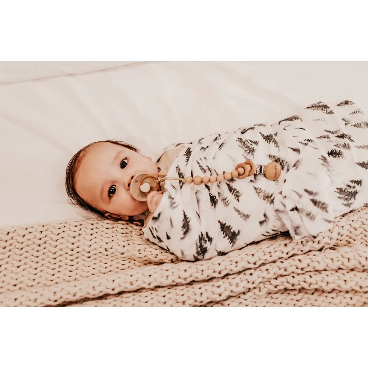 Pacifier Clip Wood Rattle - Harp Angel Boutique
