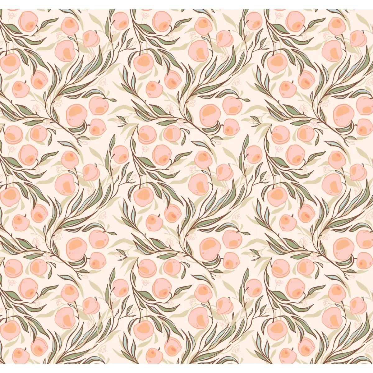 Paige Wallpaper - Playful Peaches - by Erin Silliman Designs - Sample 1 foot by 1 foot / Peach - Loomwell Home Goods