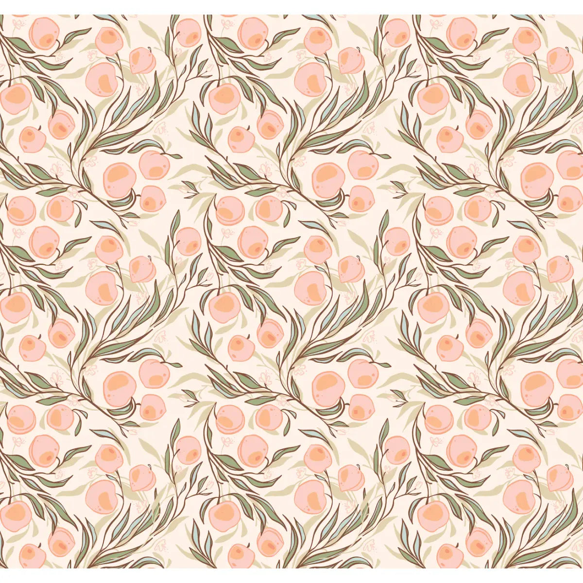 Paige Wallpaper - Playful Peaches - by Erin Silliman Designs - Sample 1 foot by 1 foot / Peach - Loomwell Home Goods