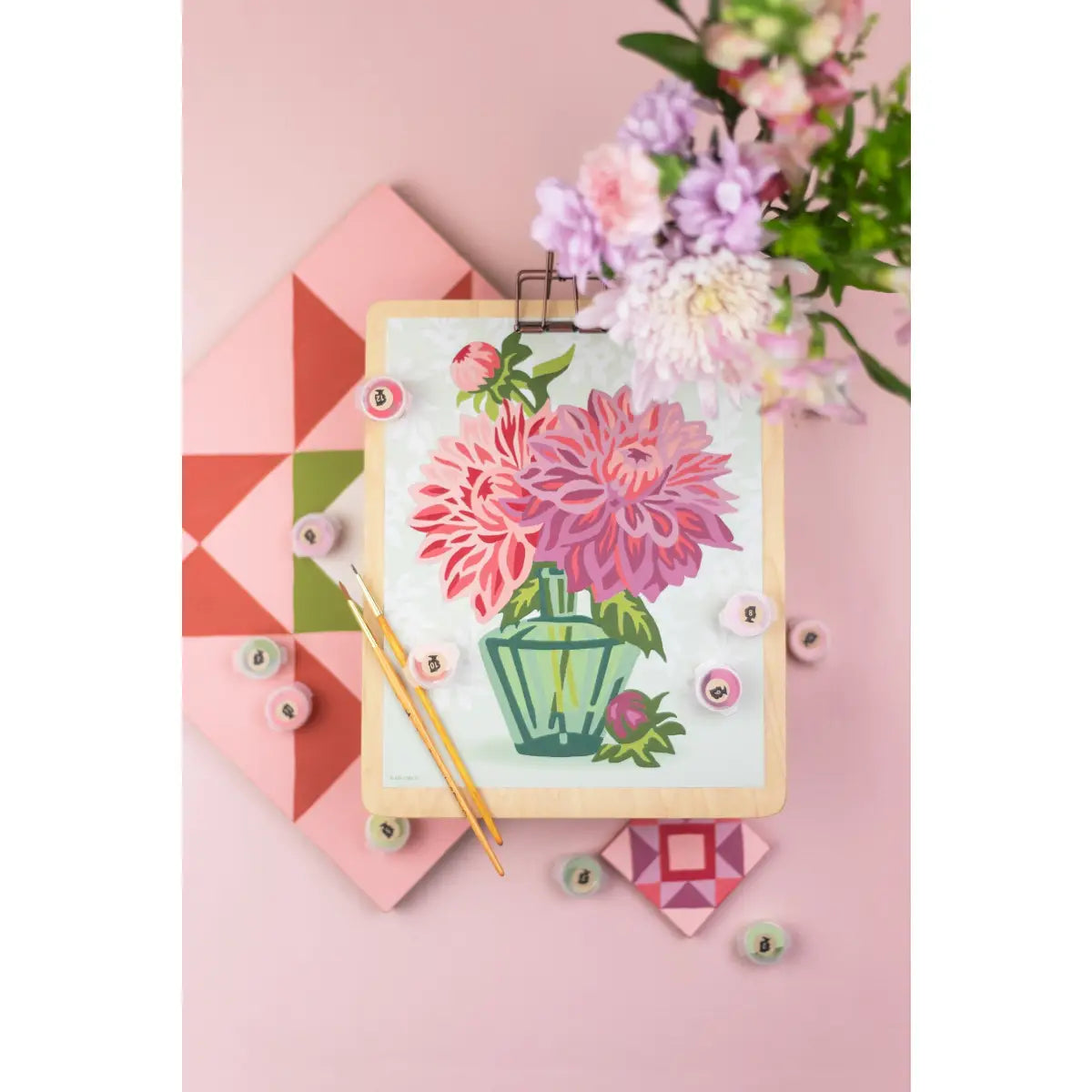 Paint by Number Kit - Dahlias in Vase - 8x10 - Elle Crée