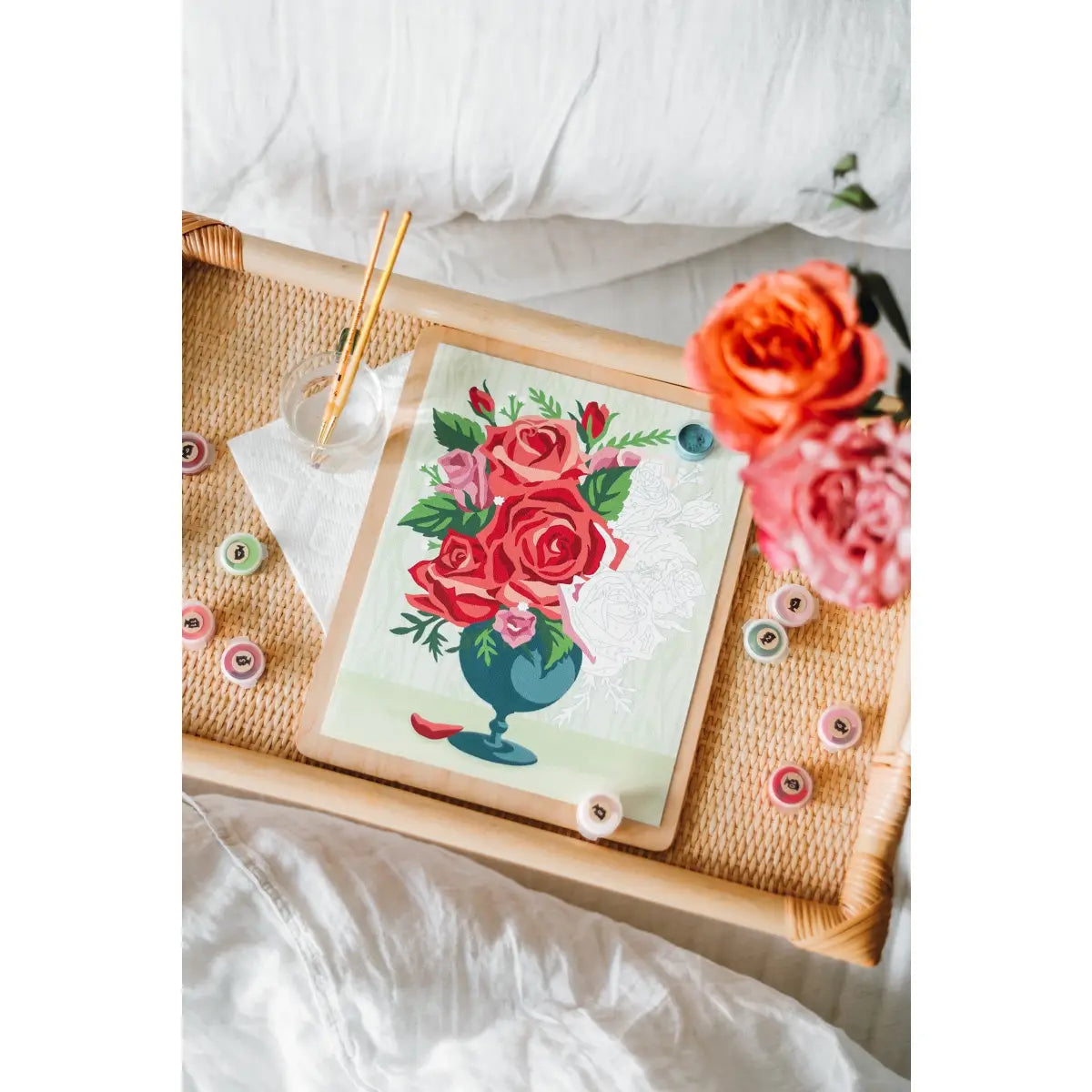 Paint by Number Kit - Roses in Vase - Elle Crée