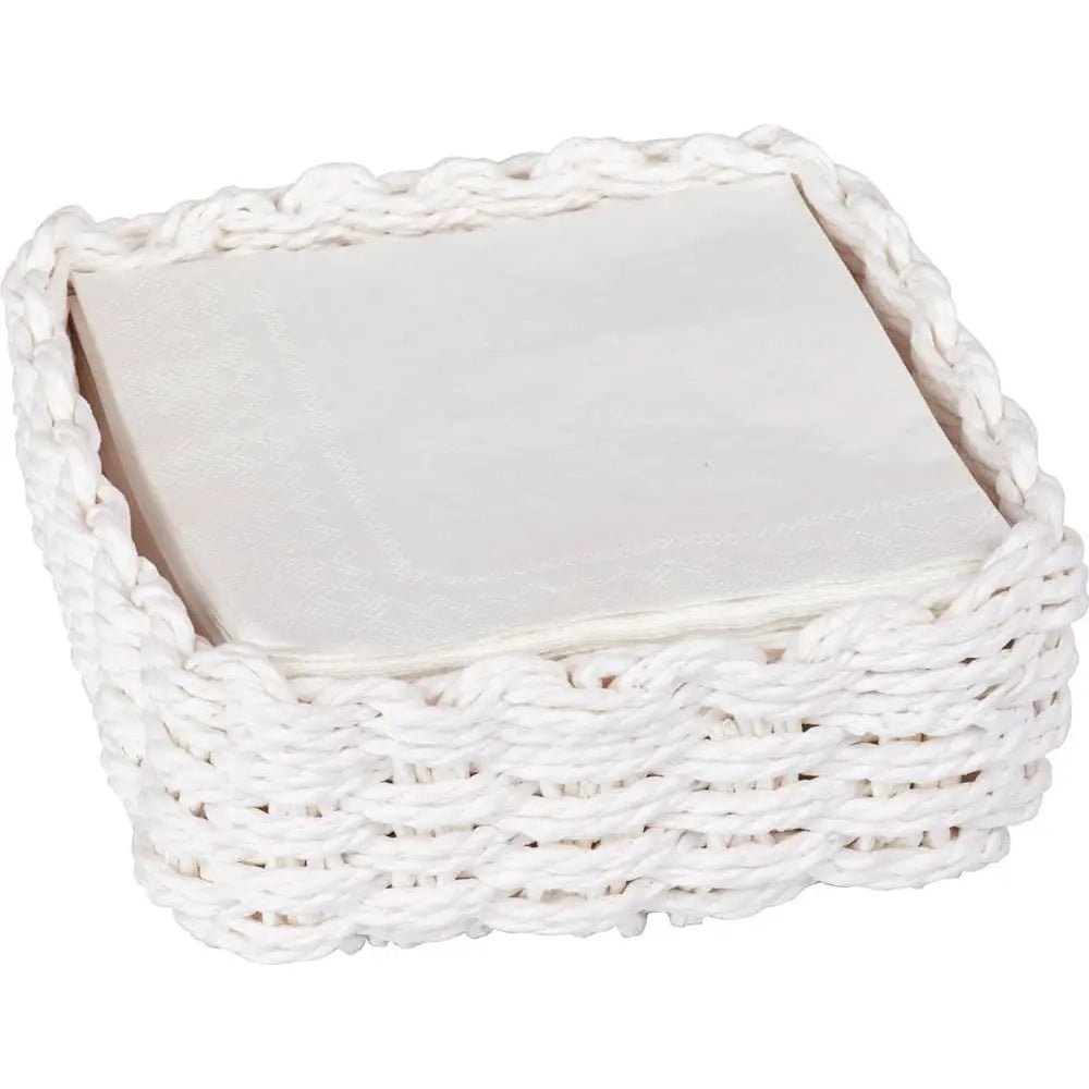 Cocktail Napkin Caddy - White Woven - Boston International