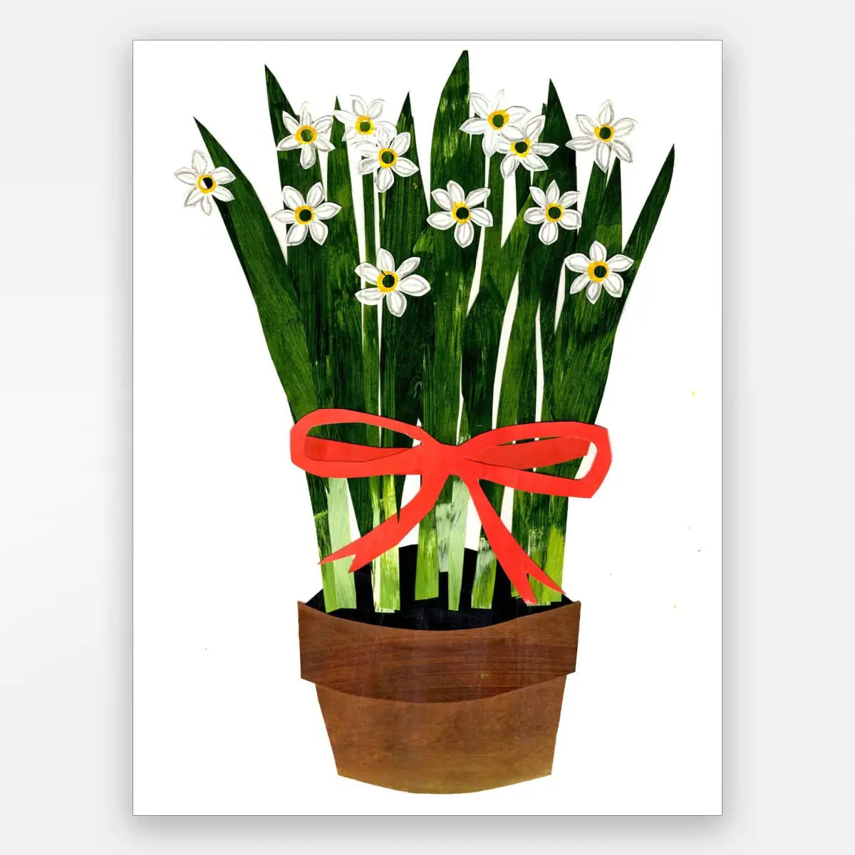 Paper Whites With Red Ribbon Card (blank) - Paste