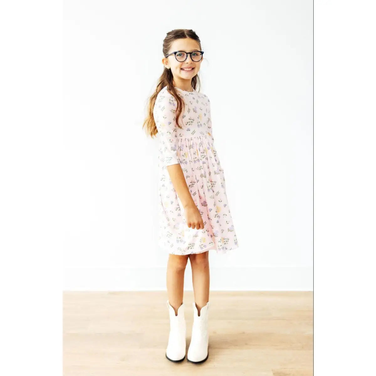 Pastel Petals 3/4 Sleeve Pocket Twirl Dress - Mila & Rose ®