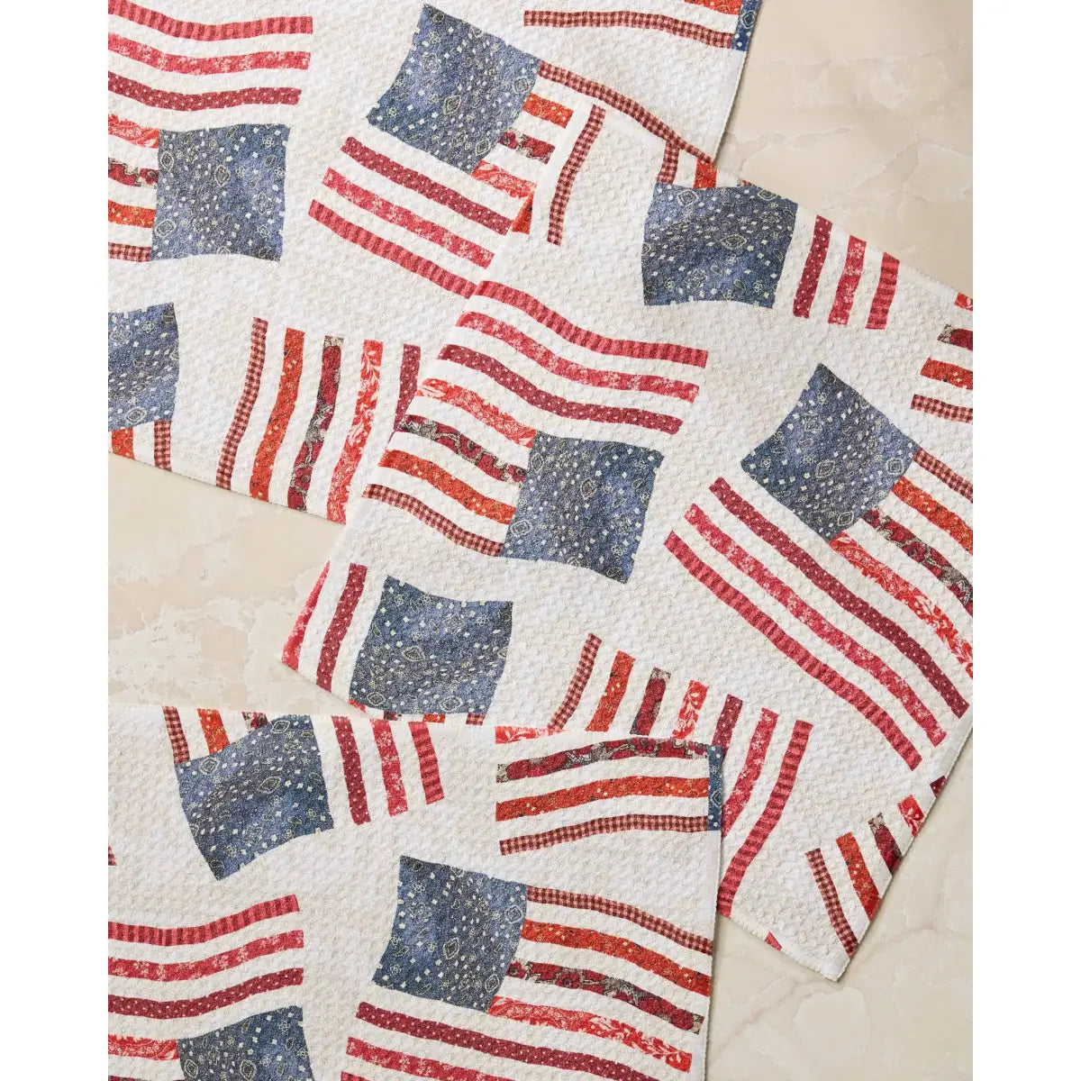 Dishcloth Set - Patchwork Pride - Patriotic USA Flags - Geometry