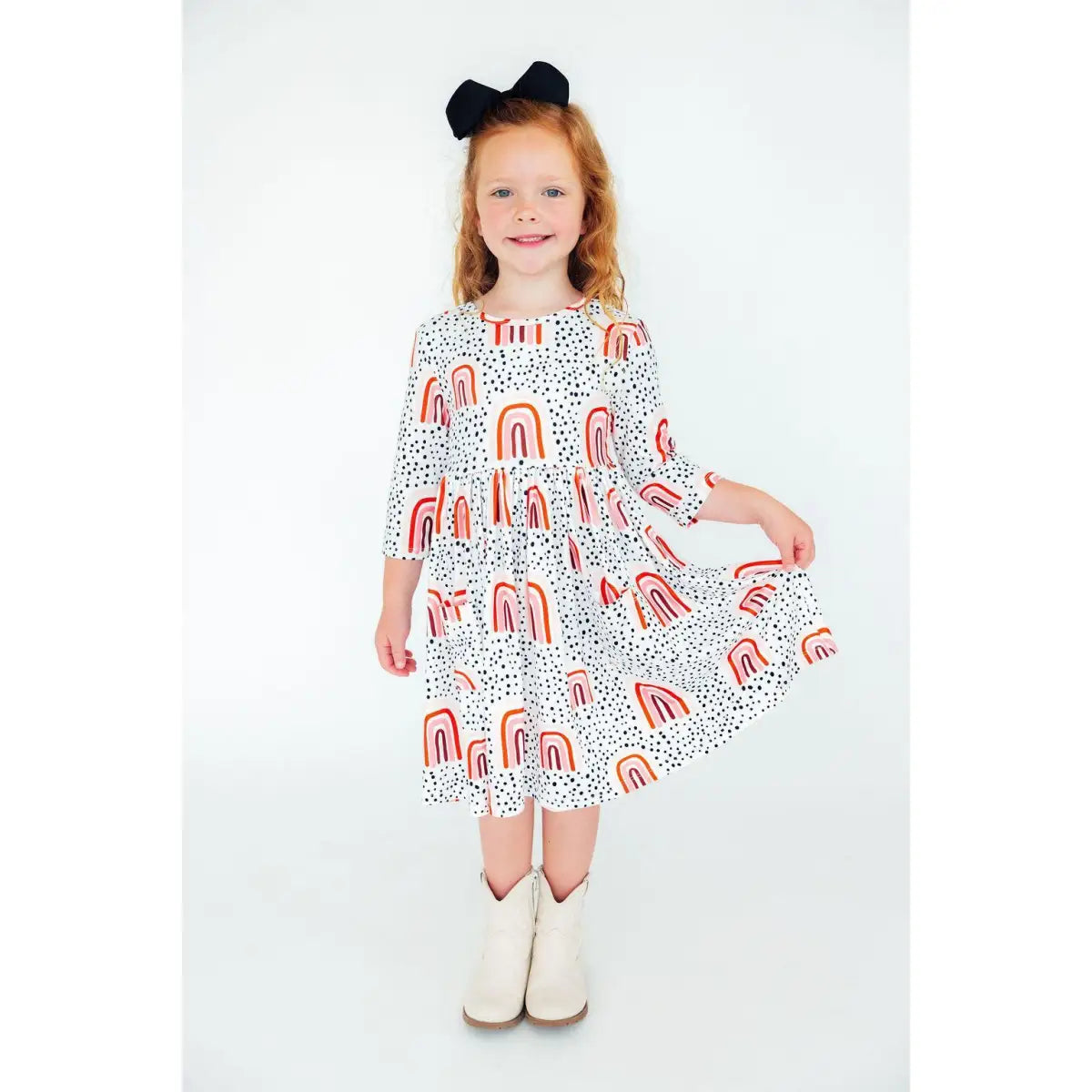 Pocket Twirl Dress - Peach Rainbow - Mila & Rose ®