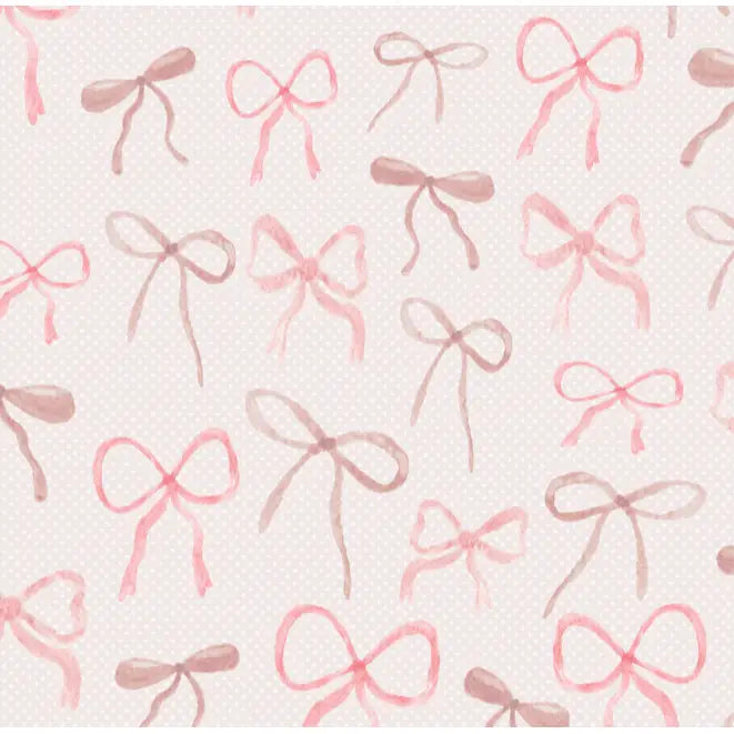 Persephone Wallpaper - Pink Bows - by Sabina Maria - Sample 1 foot by 1 foot / Polka Dot Off White - Loomwell Home Goods