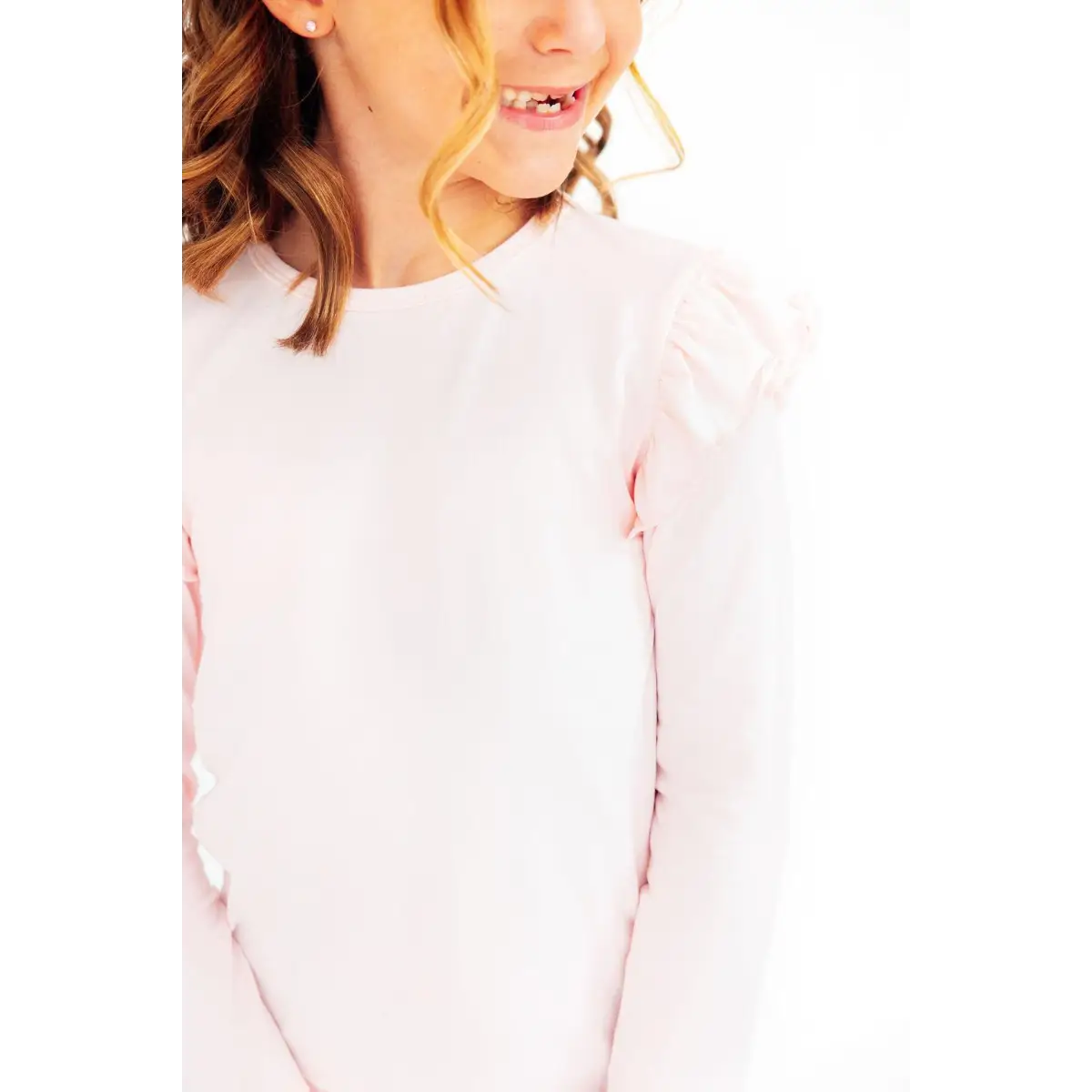 Petal Pink L/S Ruffle Tee - Mila & Rose ®