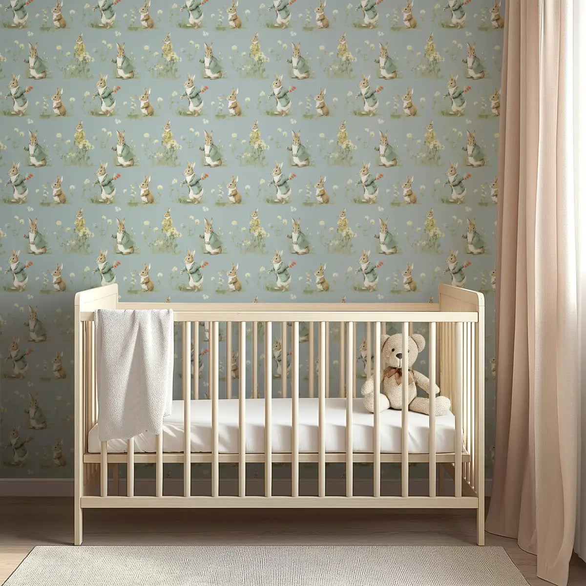 Peter Wallpaper - Bunny Rabbits in Jackets for Kids - Loomwell Home Goods