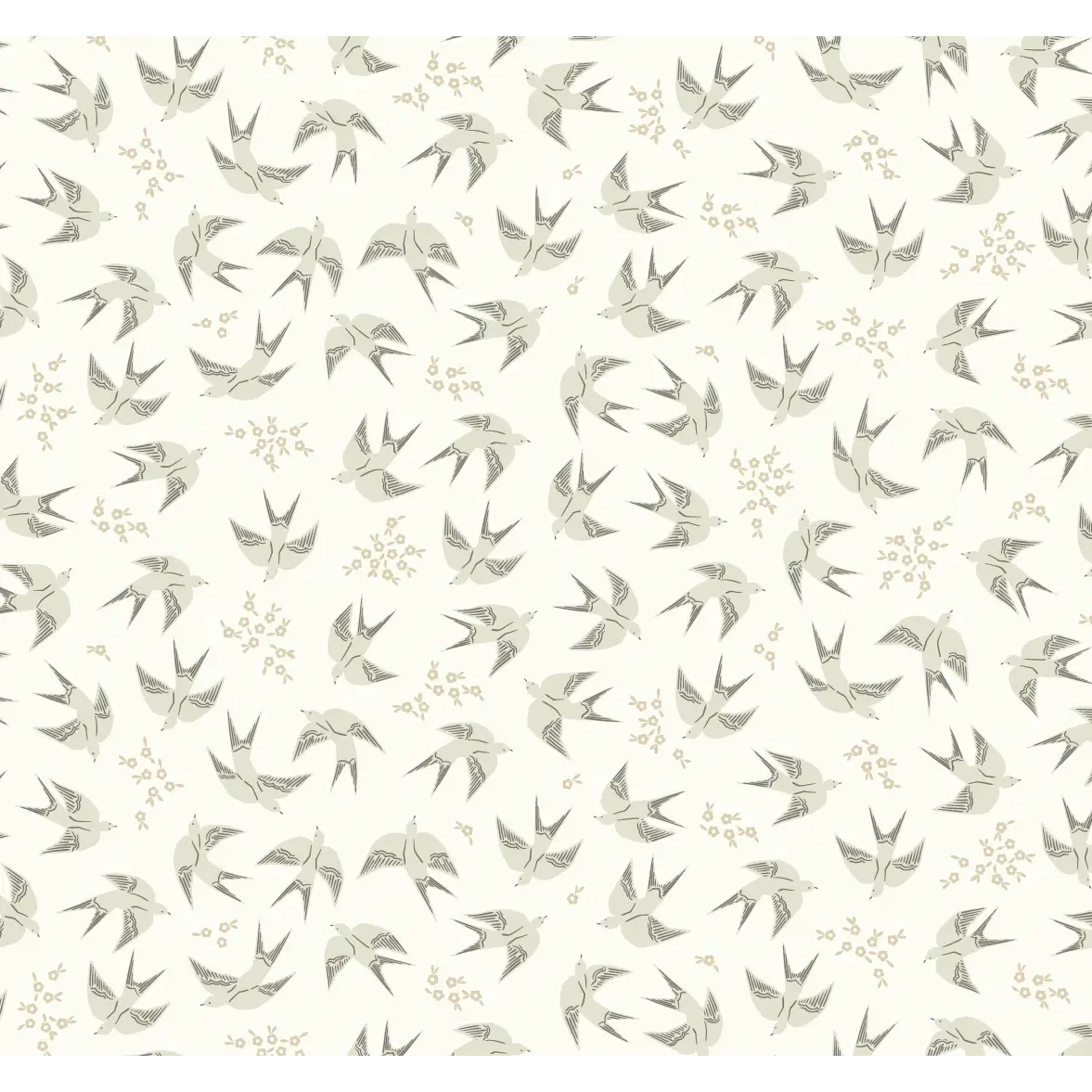 Piers Wallpaper - Whimsical Birds - by Kimberly Morgan - Sample 1 foot by 1 foot / Neutral - Loomwell Home Goods