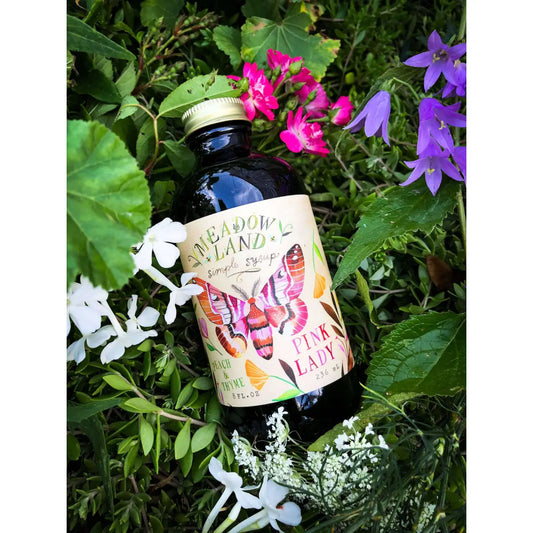 Pink Lady Simple Syrup - Peach & Thyme - Cocktails and Desserts - Meadowland Syrup