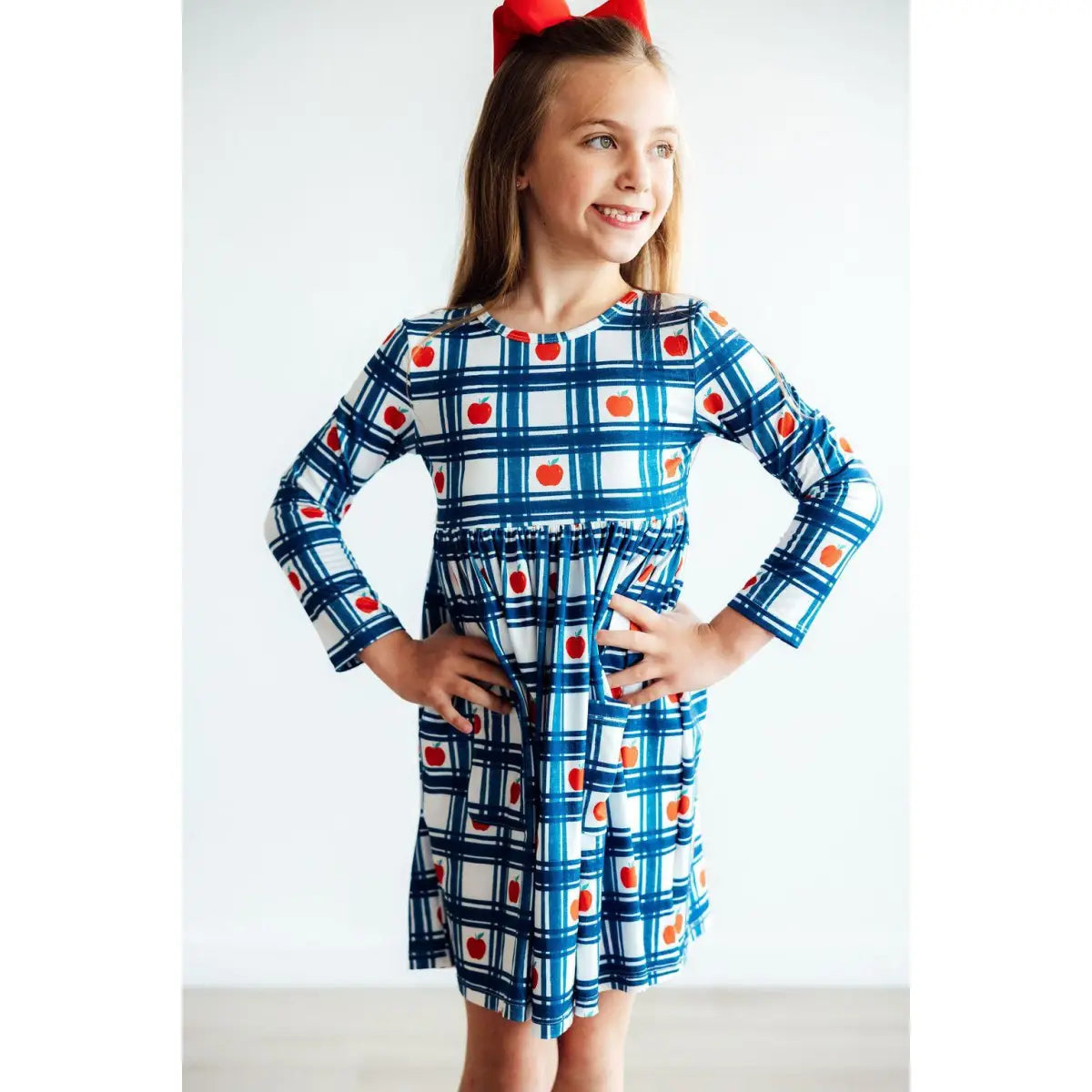 Plaid Apples Pocket Twirl Dress - Mila & Rose ®