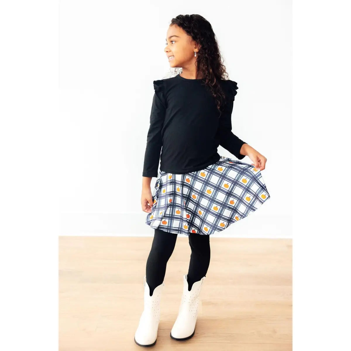 Plaid Pumpkins Twirl Skirt with Leggings - Mila & Rose ®