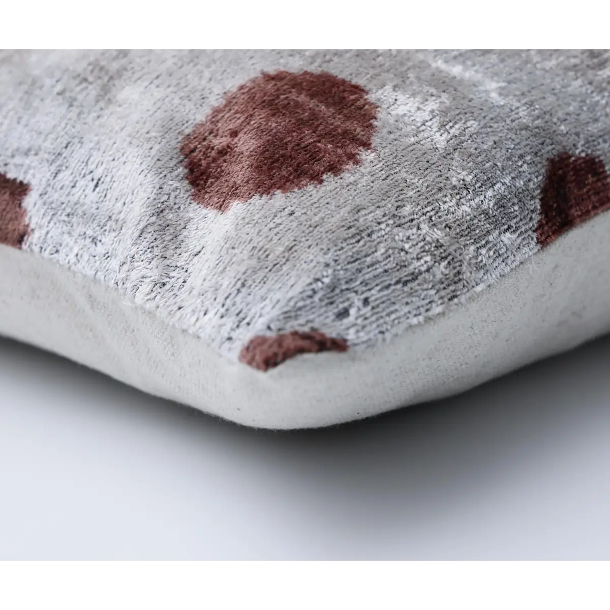 Platinum & Rust Modernist Dot Silk Velvet Pillow 20’’ x 20’’ - Canvello