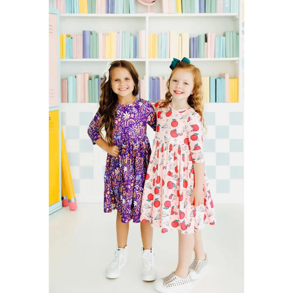 Pocket Twirl Dress - No Bad Days at School - 3/4 Sleeve - Mila & Rose ®